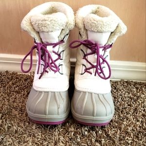 Girls White & Purple Snow Boots/Winter Boots: Size 1